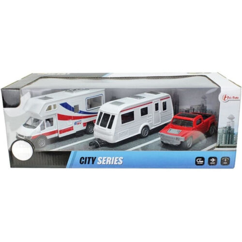 Toi-Toys Modellfahrzeug Set Wohnmobil + Wohnwagen + Pick-Up-Truck Camping Campen - Bild 2 von 7