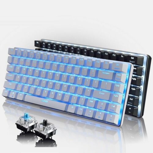 Mechanical Keyboard RGB Backlit USB Wired 82 Keys Blue Black Axis Notebook PC - Picture 1 of 16