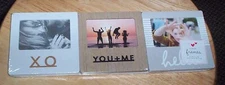 (3) Square 4" x 4" Photo Frames - New in Package - XO, You + Me, Hello 