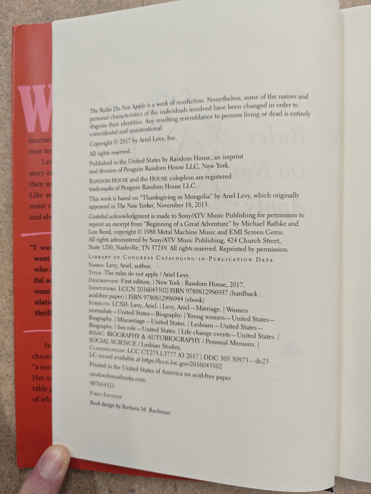 The Rules Do Not Apply by Ariel Levy. Signed 1st Ed., 1st Ptg. Like New cond.