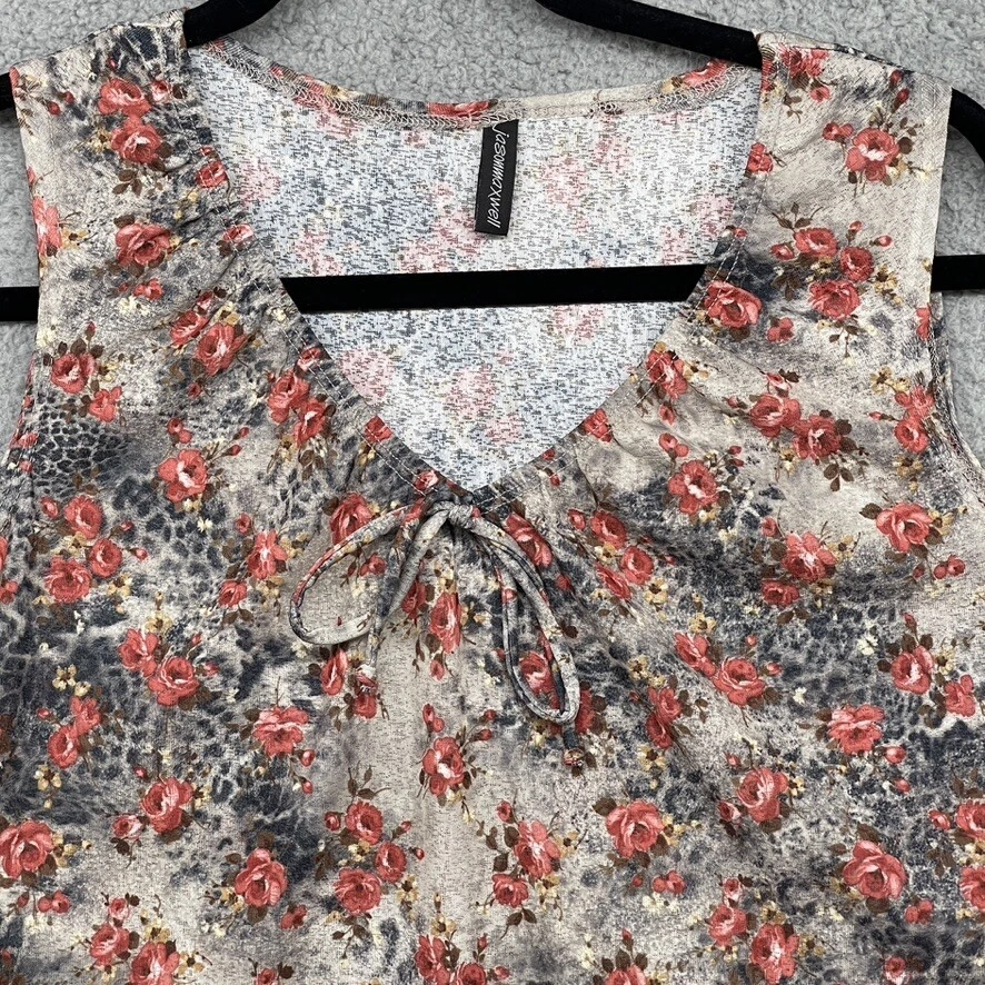 Jason Maxwell Womens Tank Multicolor Floral Sleeveless V-Neck Bow Y2K Size S - Image 2 of 4