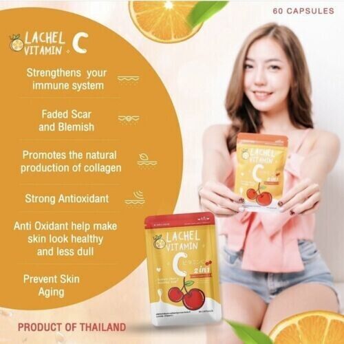 Lachel Vitamin C E Nourish Skin Stronger Reduce Acne Brighten Younger 60 Caps/PC - Picture 5 of 32
