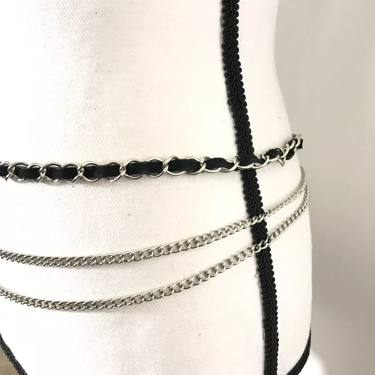 Silver layered shop chain belt