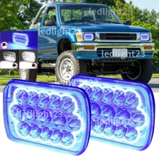 Blue halo LED fit Toyota Pickup 82-95 Truck 84-91 4Runner 2PC 7x6" Headlights 