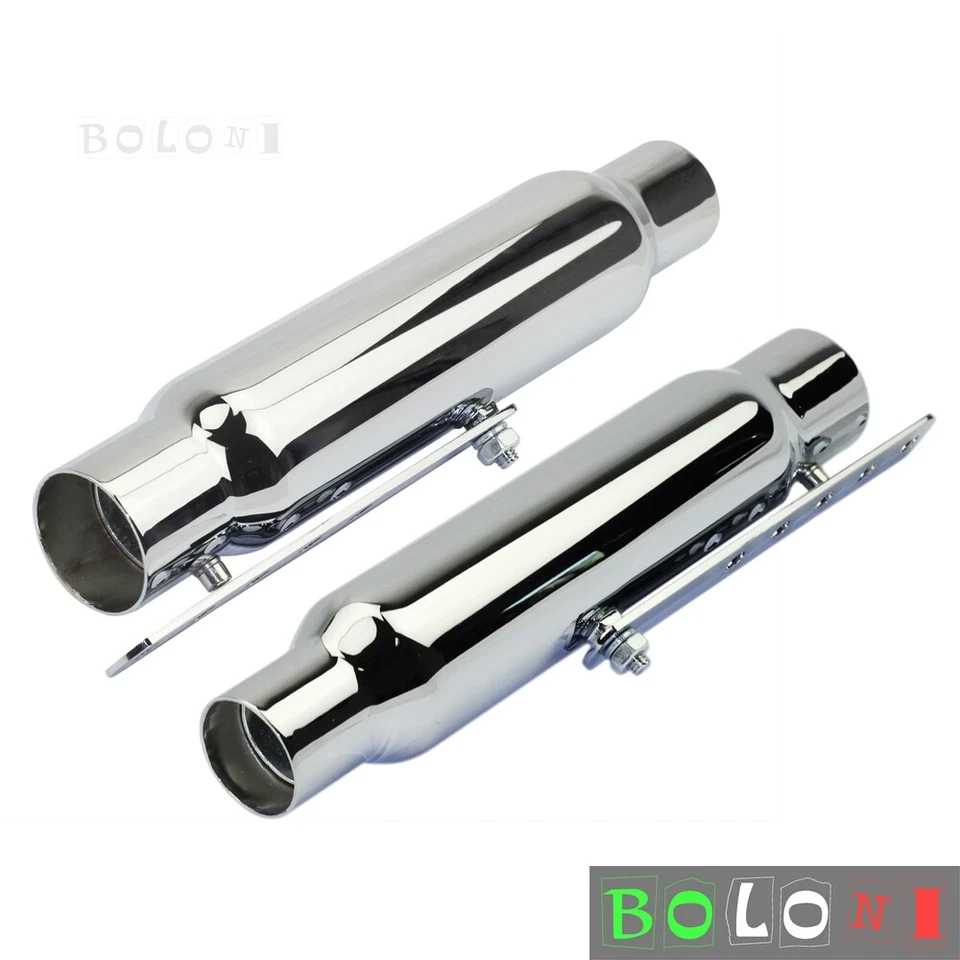 Tubos de escape cortos universales cromados de 12" para Harley Honda BMW Café Racer Bobber Foto 3 de 4