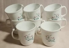 Vintage Corelle Corning Ware Rosemarie Coffee Cups Pink Tulip -  8 Available