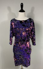 Urban Outfitters Dress XS Purple Sequence Open Back 3/4 Sleeve Cocktail Party 