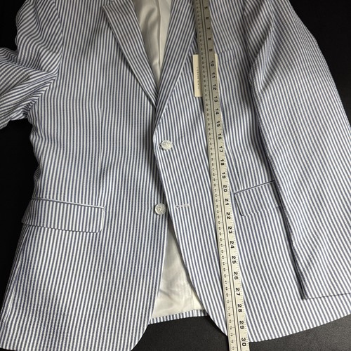 Alan Dupetit Herren 44R Blau Seersucker Baumwolle Zweiteiler Anzug 38 W Hose Streifen Neu mit Etikett - Bild 7 von 11