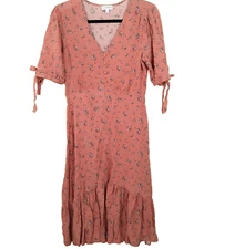 Luxology Cottagecore Midi Dress Women's Size Small Empire Cut Ruffle Hem Floral