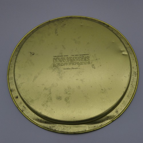 Vintage Asian Tin Box Tray Lid Two Sided T'ang Dynasty Litho Art Red White 13.5" - Picture 18 of 24