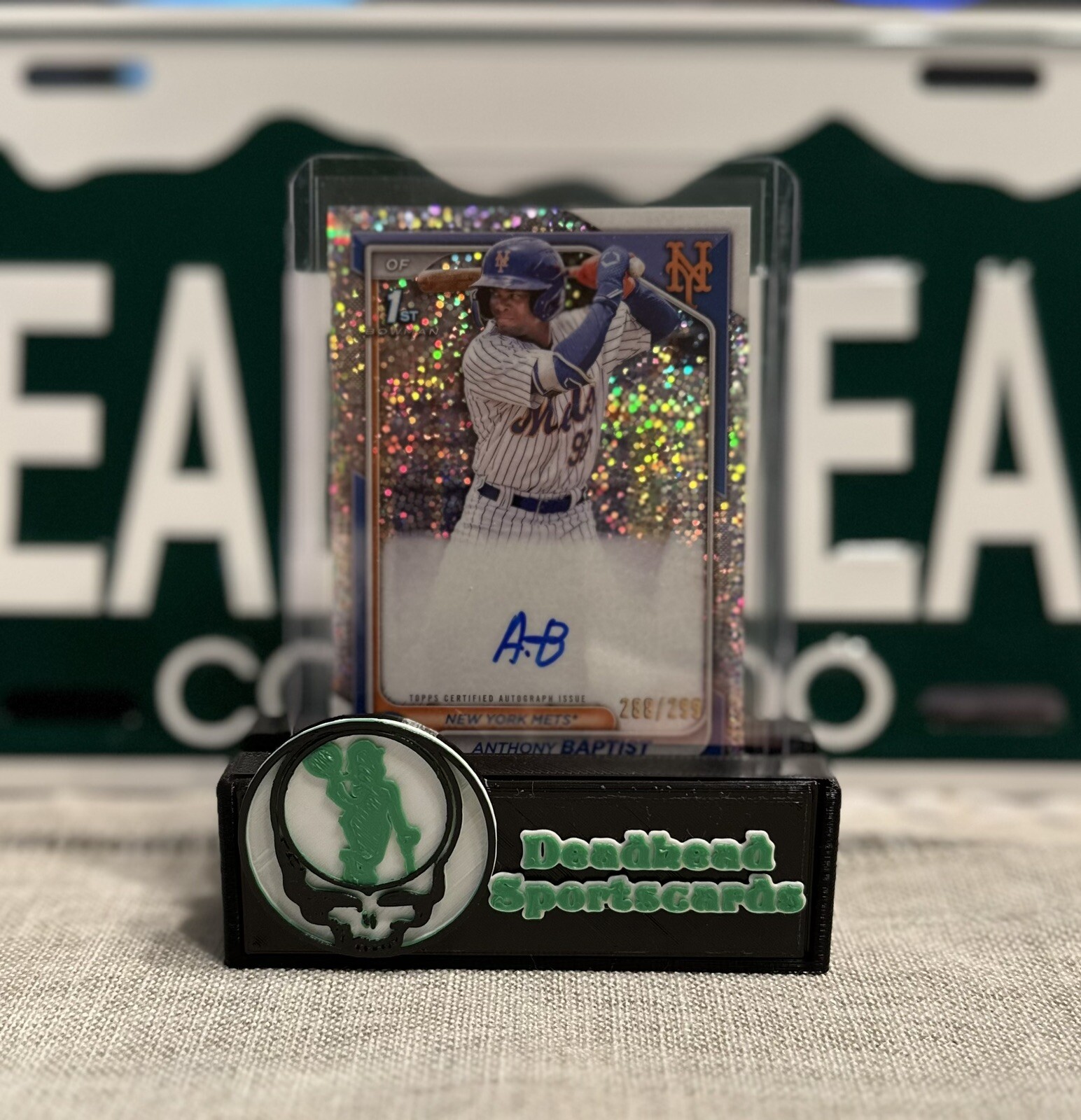 2024 Bowman 1st Chrome ANTHONY BAPTIST Speckle REFRACTOR #/299 1st AUTO NY Mets