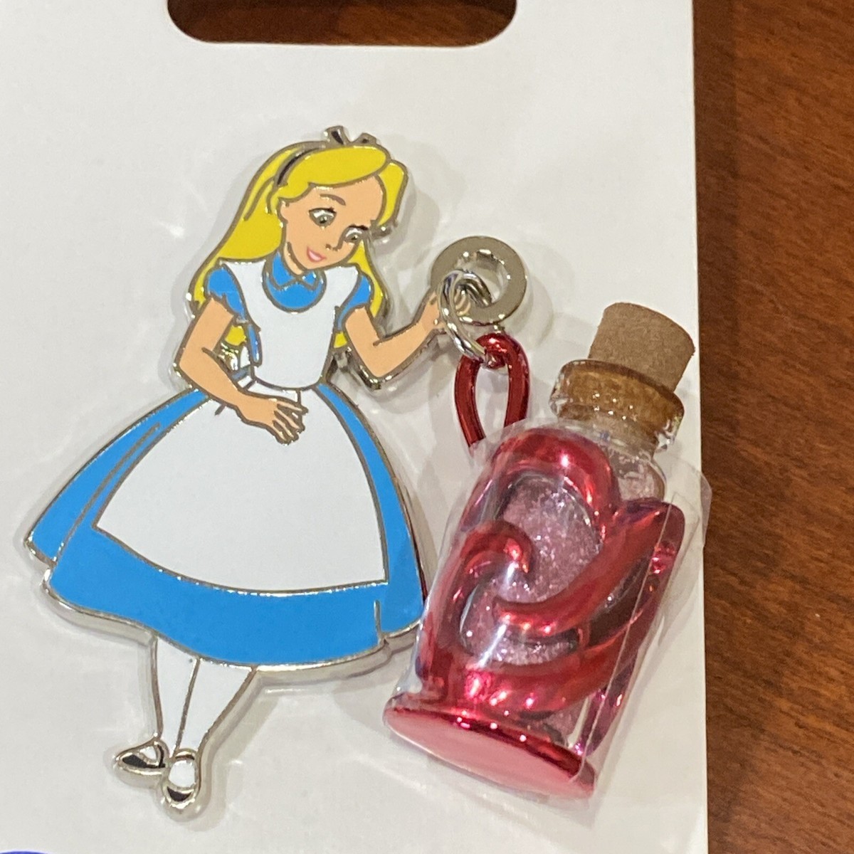 Disney Pin Alice Wonderland Pink Bottle Vial Perfume 3d dangle