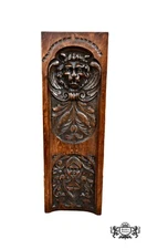 Antique Dutch Carved Solid Oak Lion Figural Plaque