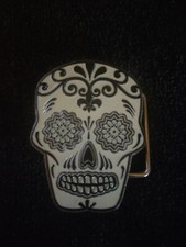 sugar skull belt buckle