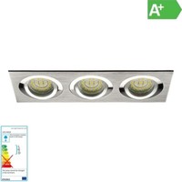 "3Er Einbaurahmen MR16/GU10 Schwenkbar \"Seidy\" 3X 80Mm Da - Aluminium GebüRstet"