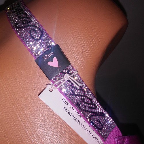 Victoria Secret Bra Push Up 32DD Pink Shine Strap Logo Solid Very Sexy Underwire - Picture 5 of 8