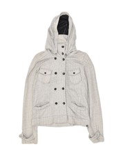 Hurley Womens Hooded Utility Jacket Uk 14 Large Grey Chevron Cotton Fm08