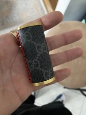 Gucci Black/ Lighter Case Gold GG Print With Red Stitch And GG black Gg  (new)