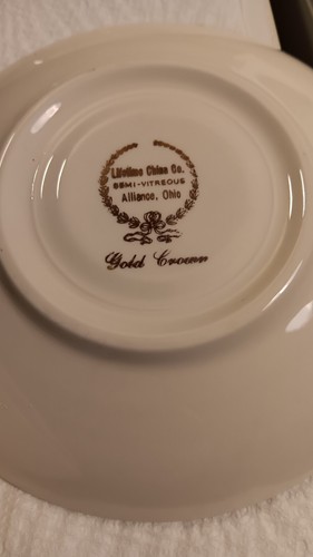 7 Lifetime China Gold Crown Runde Untertassen 6" Laughlin Aqua Gold - Bild 3 von 7