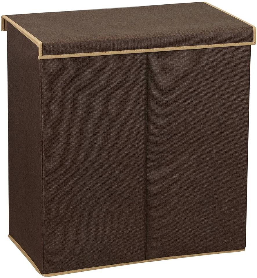 双洗衣篮装饰柔软织物衣服篮子亚麻收纳篮  — 第 3/3 张图片