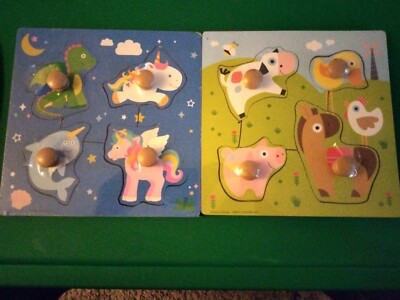 Lot Of 2 Spark Create Imagine Mini Puzzle 4Pieces Of Animal 