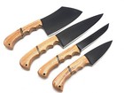 Elegant 4-Piece Chef Knife Set with Olive Wood Handle and Ultra-Sharp High Carbo
