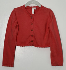 Janie and Jack Coral Pink Cardigan Sweater Size 5 Gold Tone Buttons READ