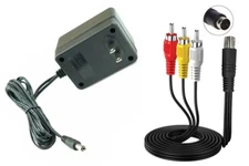 Audio AV RAC Cable Cord Adapter+AC Power Supply For SEGA Genesis 2 & 3 1631 1461