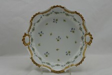 Limoges France Decorative Centerpiece Bowl Gold Blue Flowers Hand Painted