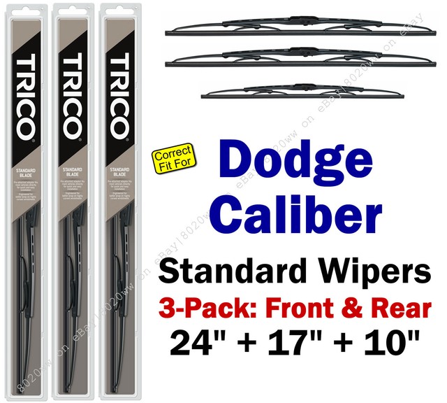 Wiper Blades 3pk Front Rear Standard fit 20072012 Dodge Caliber 30240