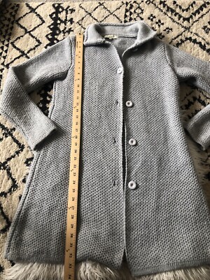 Cocogio Italy Womens Cardigan Size M Gray Longline Chunky Wool