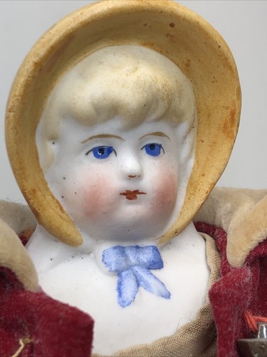 10” Antique Bisque German China Head Bonnet Head Cloth Body Parian #A - Picture 8 of 24