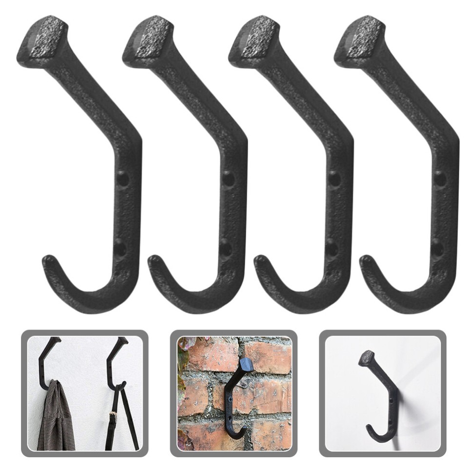 4 Pcs Cast Coat Hooks Wall Hanging Hat Hangers Iron Bent Nail eBay