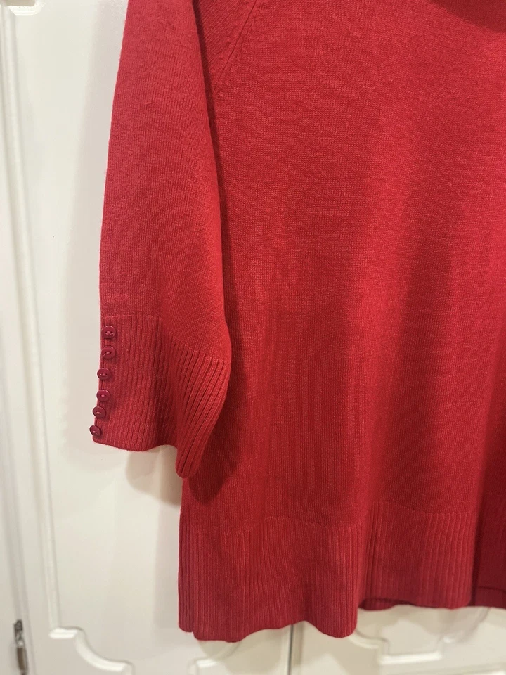 Suéter Debbie Morgan Mujer Pequeño Rojo Tejido Capucha Cuello Mangas 3/4 con Botones Nuevo con Etiquetas Foto 2 de 4