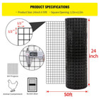 50/100Ft 1/2Inx1/2In Hardware Cloth Chicken Wire Fence Vinyl Coated Welded Mesh
