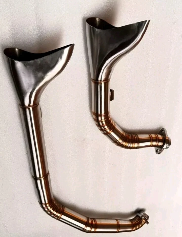 Custom Fishtail 2-Into-2 Exhaust Fit For Harley-Davidson Evolution Engine  - Image 3 of 4