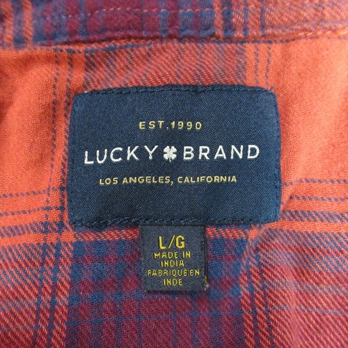 Lucky Brand Hemd Herren Large orange kariert Flanell Chore Snap Cabin schwer - Bild 2 von 8