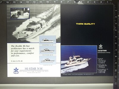 1989 2 ADVERTISING lot for Hi-Star yachtfisher 48 - 55 motor yacht boat