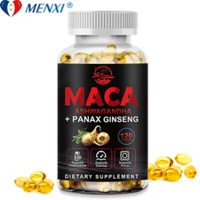 Male Enhancing Maca Root,Ashwagandha,Panax Ginseng Extract Organic 120 Capsules