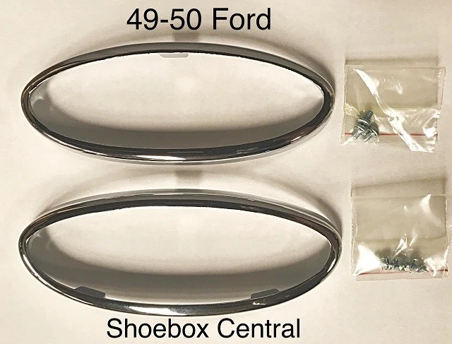 Juego de bisel de luz trasera cromada Ford Shoebox 1949 1950 49 50 Foto 3 de 4