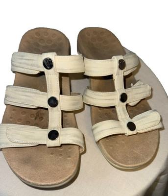 Vionic Amber Slide White Metallic Strappy Comfort Sandal W size 7 walking shoes
