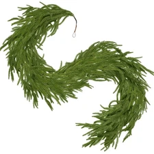 6FT Artificial Norfolk Pine Christmas Garland - Real Touch PE Faux Greenery