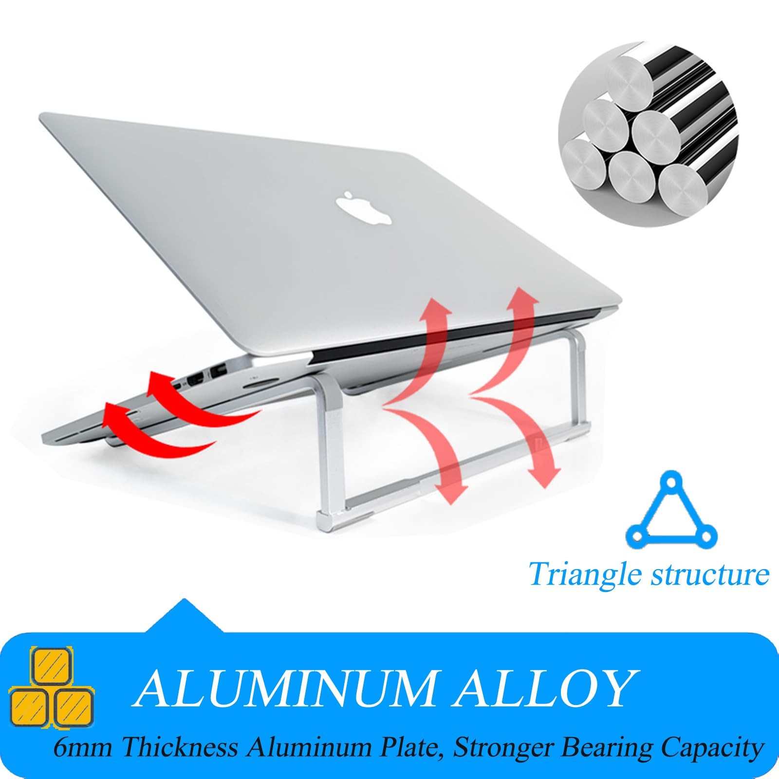 Support PC portable pliable en aluminium argenté réglable pour soulager les cervicales - 4