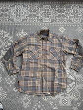 Vintage 1970s Pendleton Grey Plaid Field Flannel Wool Shirt Flap Pocket Men  s L