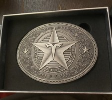 Brand New TESLA Elon Musk Giga Texas TX Belt Buckle Zinc Silver IN HAND