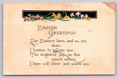 Antique Postcard Easter Greetings Brightest Joys Flowers USA Posted 1922