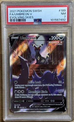 2021 POKEMON SWORD & SHIELD EVOLVING SKIES #189 FULL ART/UMBREON V PSA 7 NM