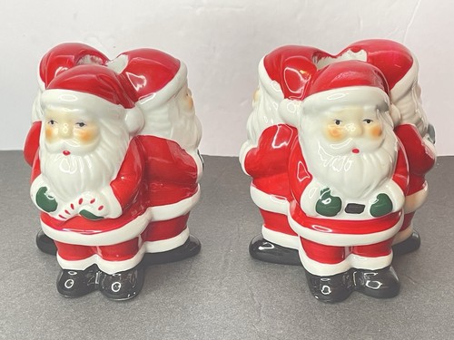 2 Vintage Santa Christmas Candle Holders 4 Inch Lillian Vernon Taiwan
