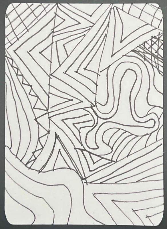 ACEO Handmade Abstract Drawing Original Line Illustration Art Marker on Paper