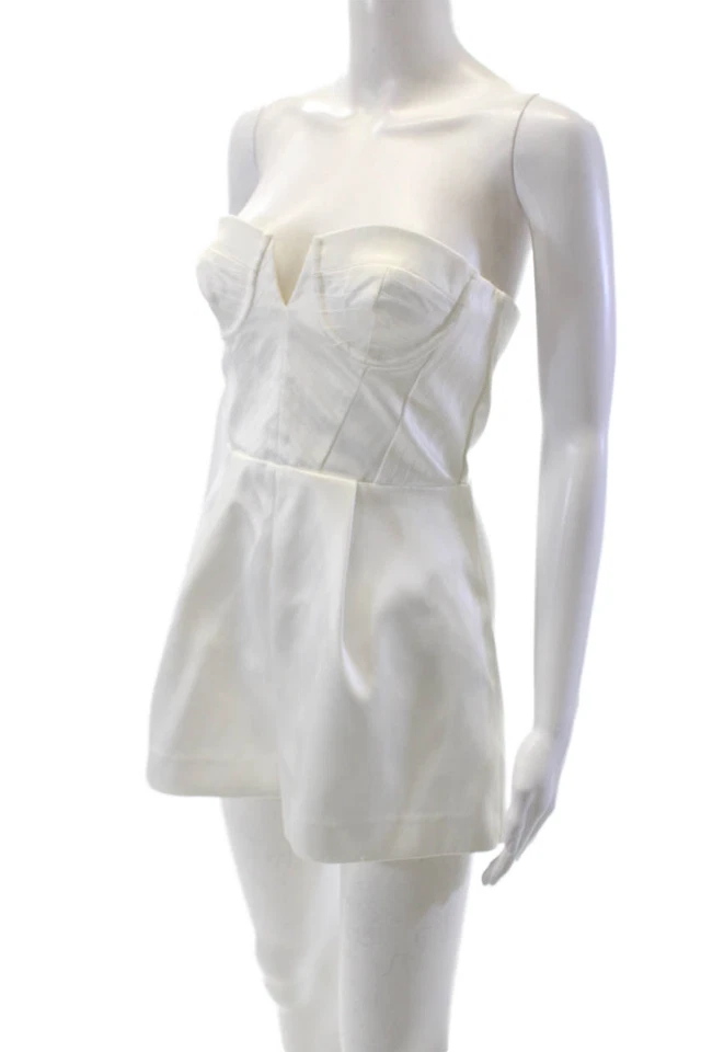 Nuevo en caja Mujer Texturizado Escote Corazón Plisado Forrado Elegante Romer Blanco Talla XS Foto 2 de 4